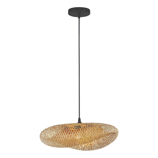 Lampara Colgante Tejida Bambú Elegante Moda Decor 50 Cm Caqui