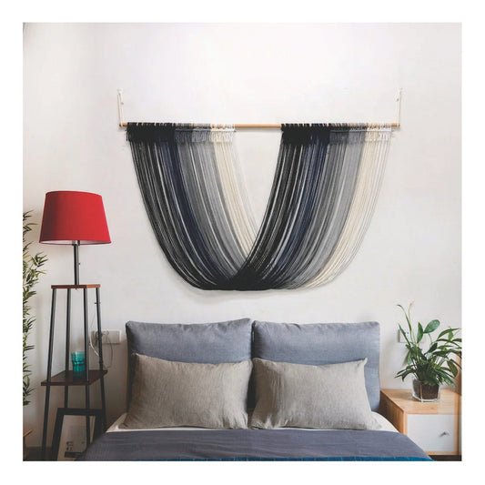 Tapiz Colgante Adorno Pared Macrame Tejido Tulum Decor Gris Liso