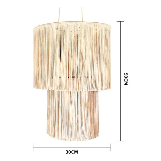 Lámpara Pantalla Macramé Boho Techo Moda Beige