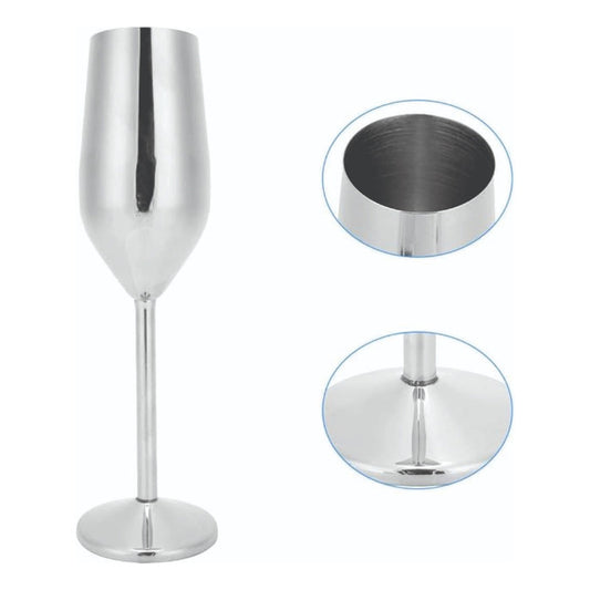 2 Copas Flauta Champan Elegantes Acero Irrompibles