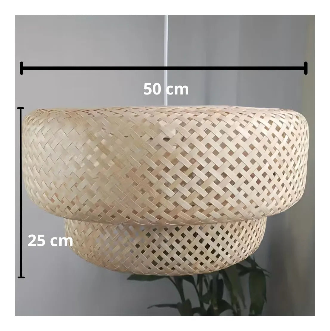 Lámpara Colgante Pantalla Bambú Artesanal Moda Boho 50 Cm