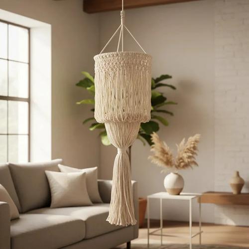 Lámpara Colgante Macramé  Bohemio Tulum Diseño Decor