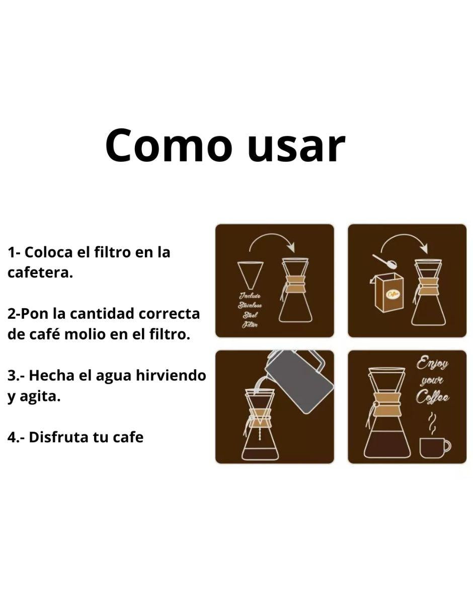 Cafetera De Vidrio Metodo De Goteo Artesanal Vintage 400ml