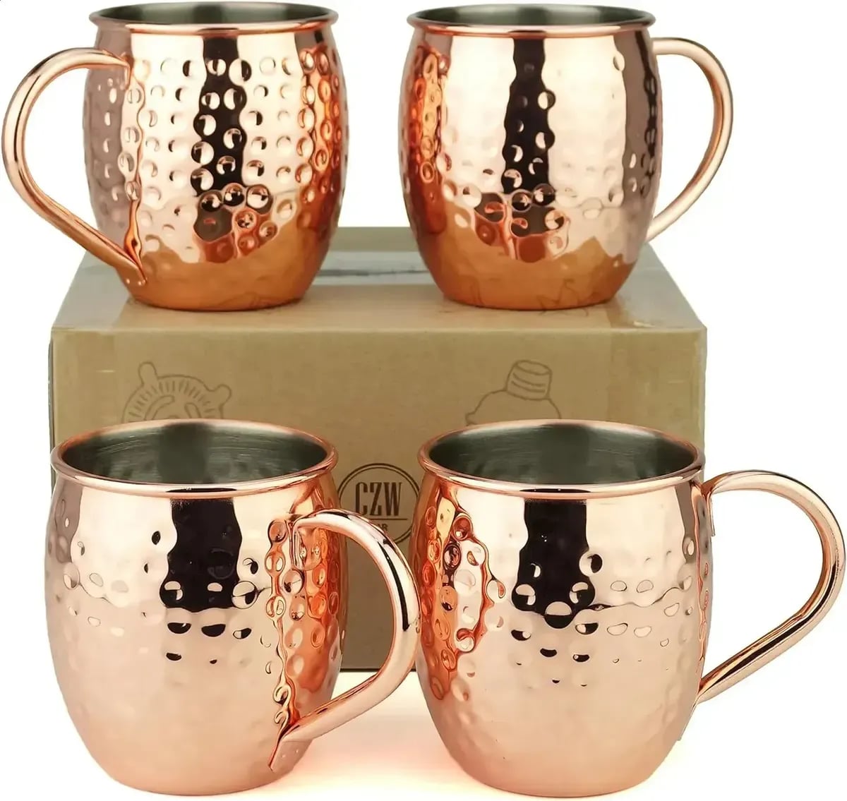 Tazas Vasos Moscow Cobre 4 Pzas  Vintage