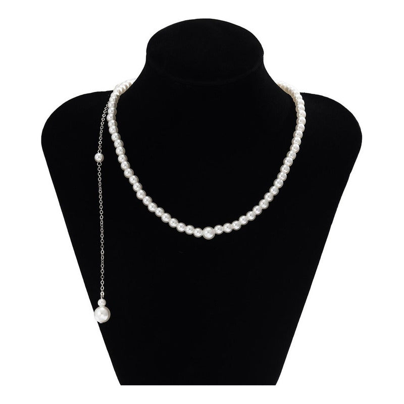 Collar Joyeria Espalda Boda Fiesta Elegante Perlas