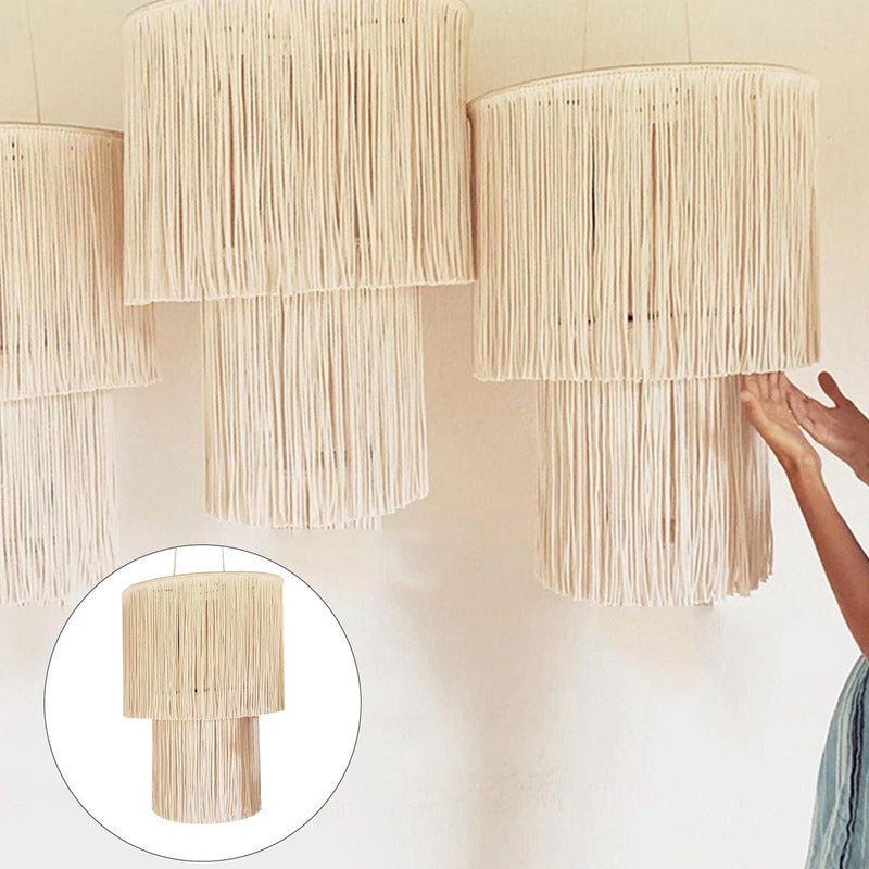 Lámpara Pantalla  Macramé Boho Techo Moda  Beige