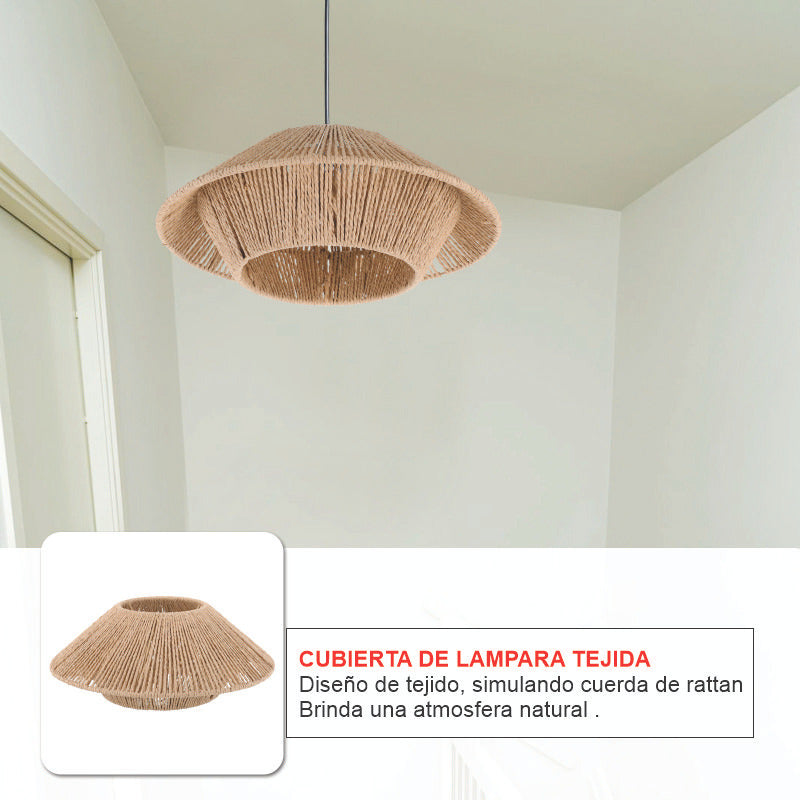 Lampara Colgante Tulum Artesanal Boho Fibra Natural 30 Cm Beige