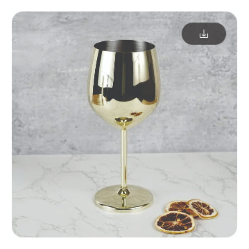 Copas De Vino Metalicas Acero Inoxidable 2pz