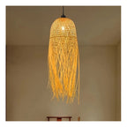 Lampara Pantalla Artesanal Tejida Tulum Boho Bambú Decor Marrón