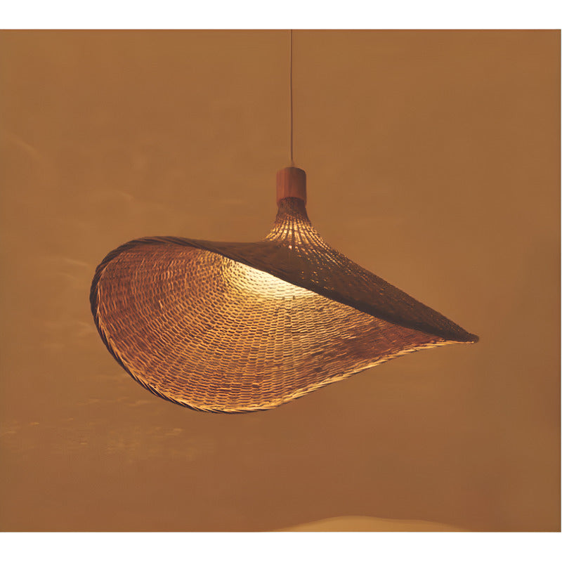 Lampara Colgante Bambu Ratan Elegante Boho 42 Cm Caqui