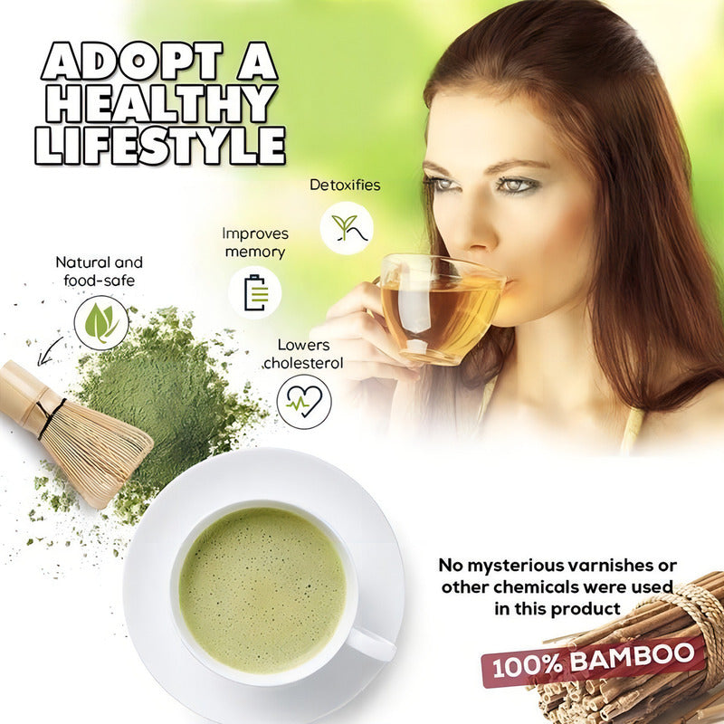 Kit Preparacion Matcha Te Verde Batidor Chasaku Bambu