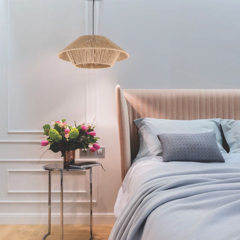 Lampara Colgante Tulum Artesanal Boho Fibra Natural 30 Cm Beige