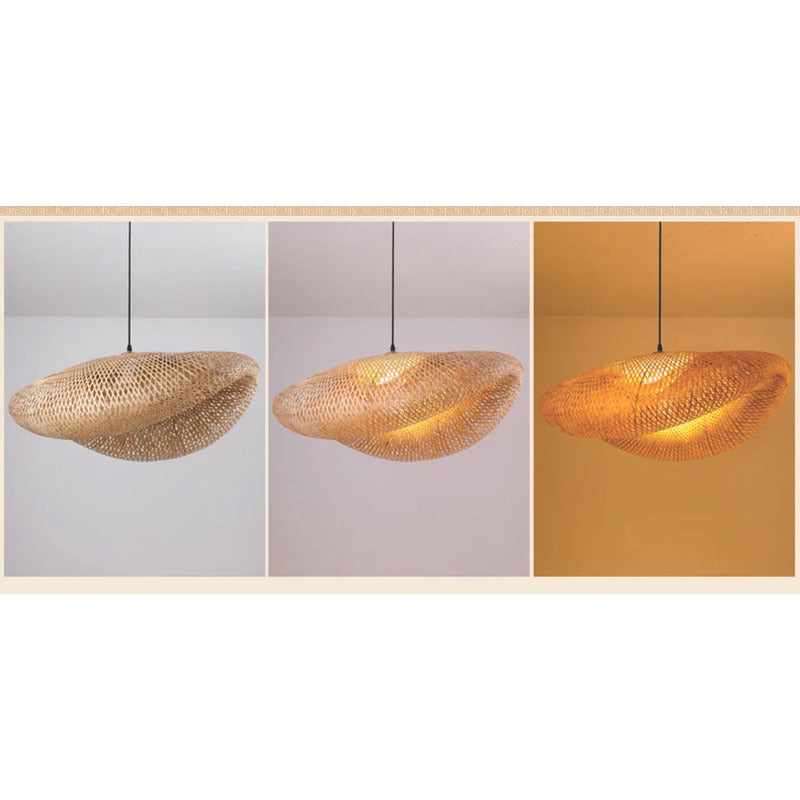 Lampara Colgante Tejida Bambú  Elegante Moda Decor 36cm Caqui