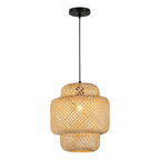 Lámpara Colgante Tulum Bambú Artesanal Moda Boho Decor Caqui