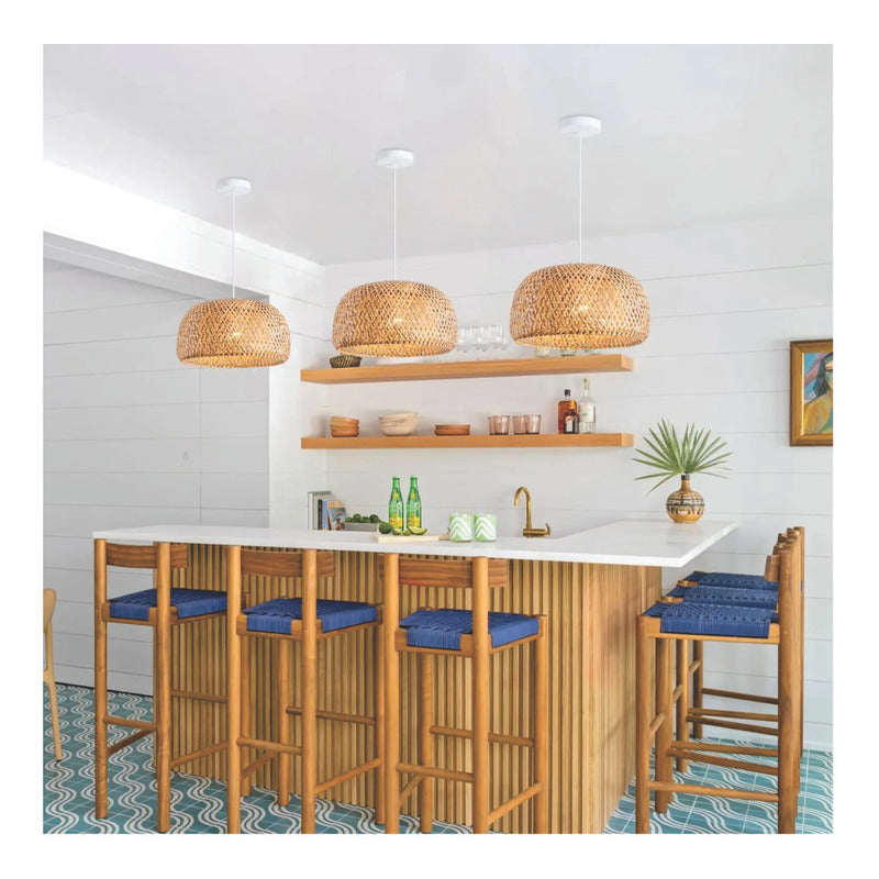 Lámpara Colgante Bambú Moda Decor Boho Elegante Caqui