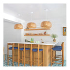 Lámpara Colgante Bambú Moda Decor Boho Elegante Caqui