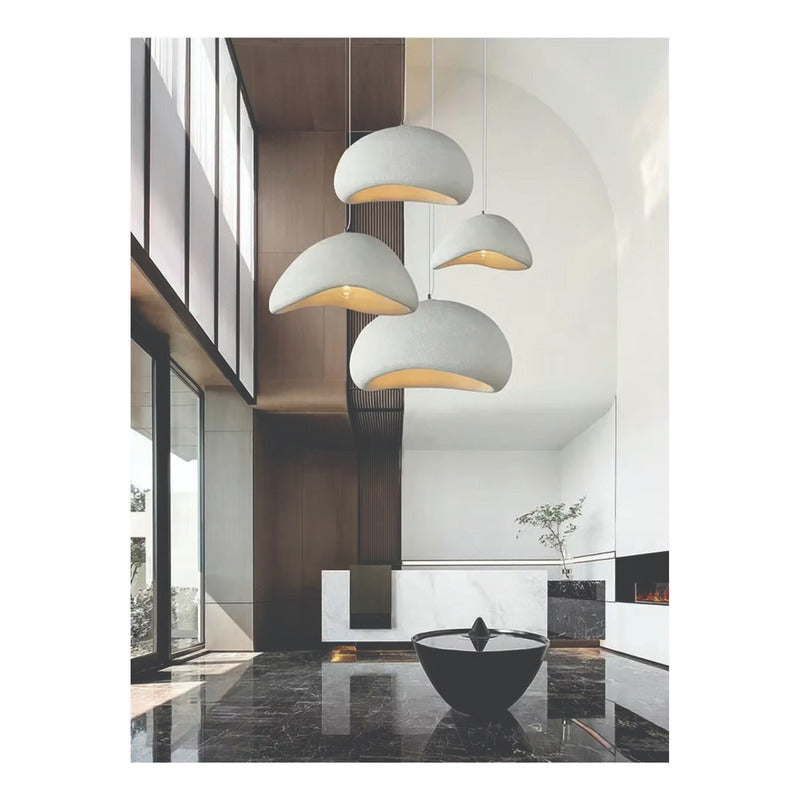 Lampara Nordica Diseño Wabi Sabi Decoración Pantalla 50cm Estructura Blanco