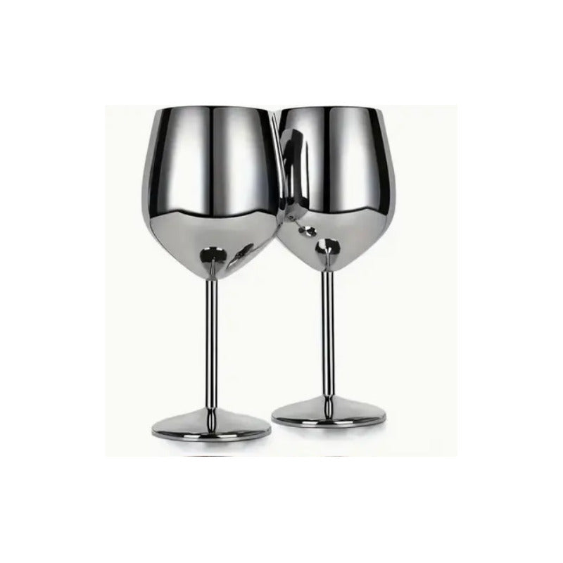 Copas De Vino Metalicas Acero Inoxidable 2pz
