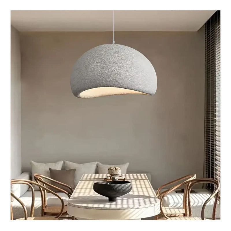 Lampara Nordica Diseño Wabi Sabi Decoración Pantalla 50cm Estructura Blanco