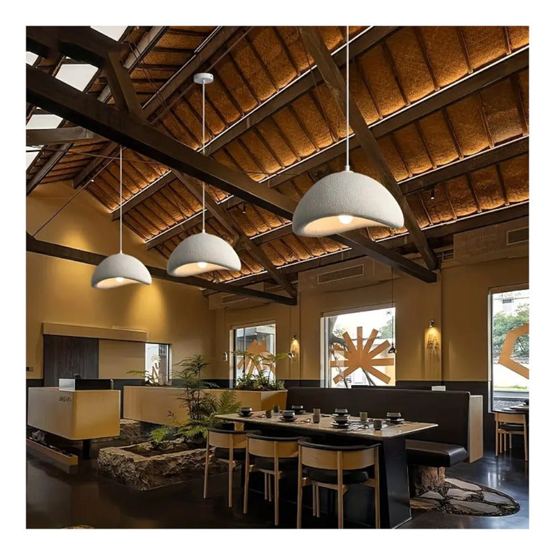 Lampara Nordica Diseño Wabi Sabi Decoración Pantalla 50cm Estructura Blanco