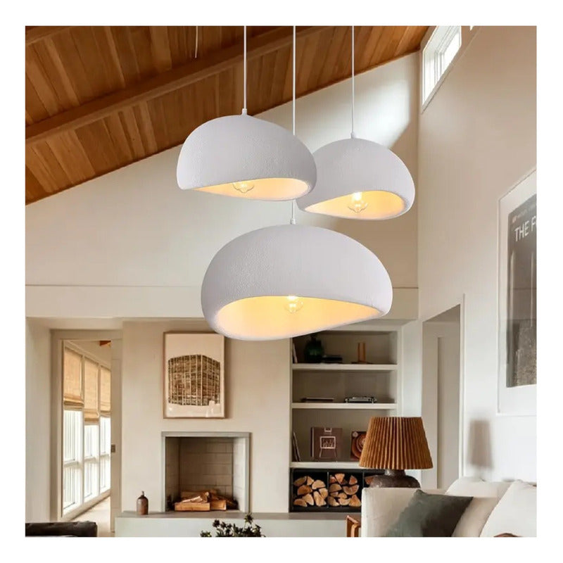 Lampara Nordica Diseño Wabi Sabi Decoración Pantalla  40cm Blanco