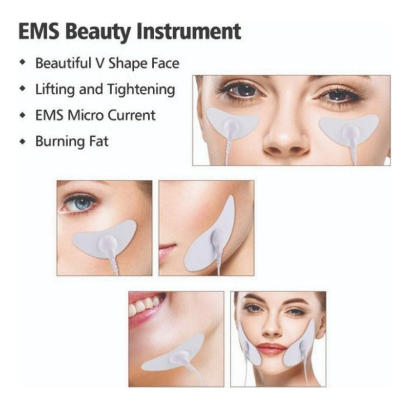Electroestimulador Facial Ems Tens Cachete Papada + Parches