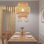 Lámpara Colgante Tulum Bambú Artesanal Moda Boho Decor Caqui