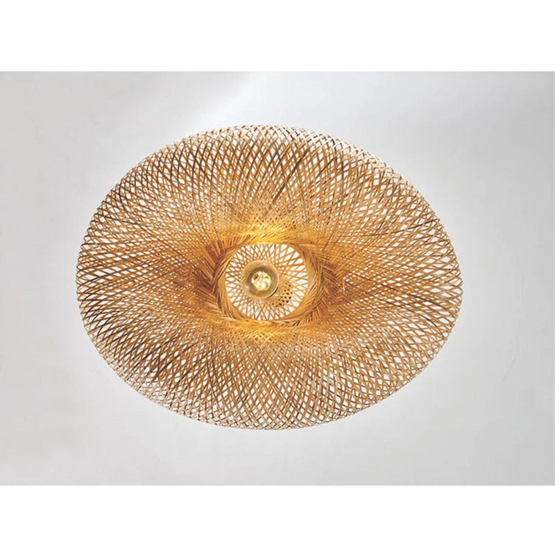 Lampara Colgante Tejida Bambú  Elegante Moda Decor 36cm Caqui