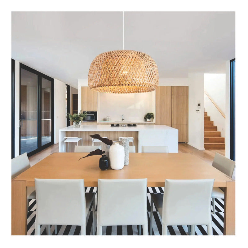 Lámpara Colgante Bambú Moda Decor Boho Elegante Caqui