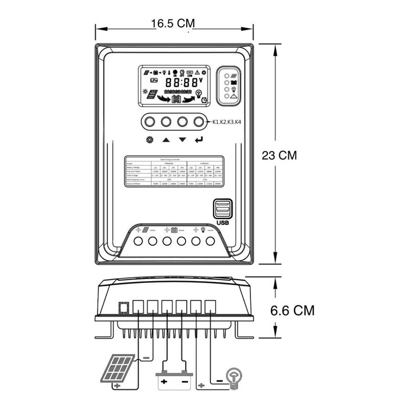 Controlador De Carga Panel Solar Mppt 60 Amp 12v/24v/36v/48v Blanco