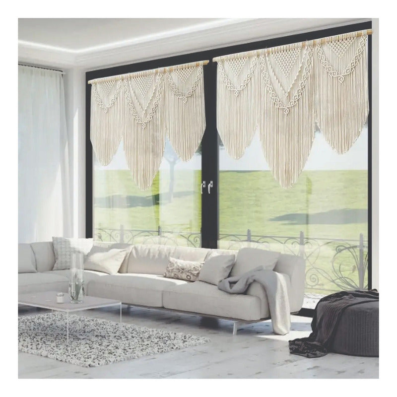 Tapiz Colgante Adorno Macrame Tejido Tulum Decoracion Blanco