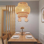 Lámpara Colgante Tulum Bambú Artesanal Moda Boho Decor Caqui