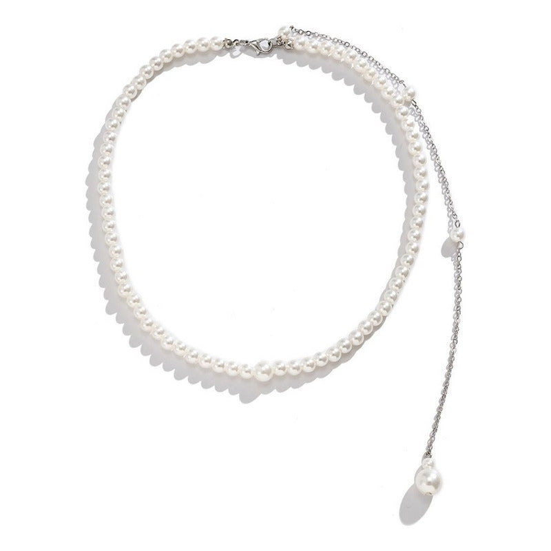 Collar Joyeria Espalda Boda Fiesta Elegante Perlas