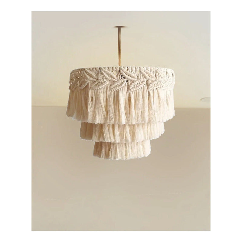 Lampara De Techo  Macramé Boho Moda  60cm  X  30cm  Beige