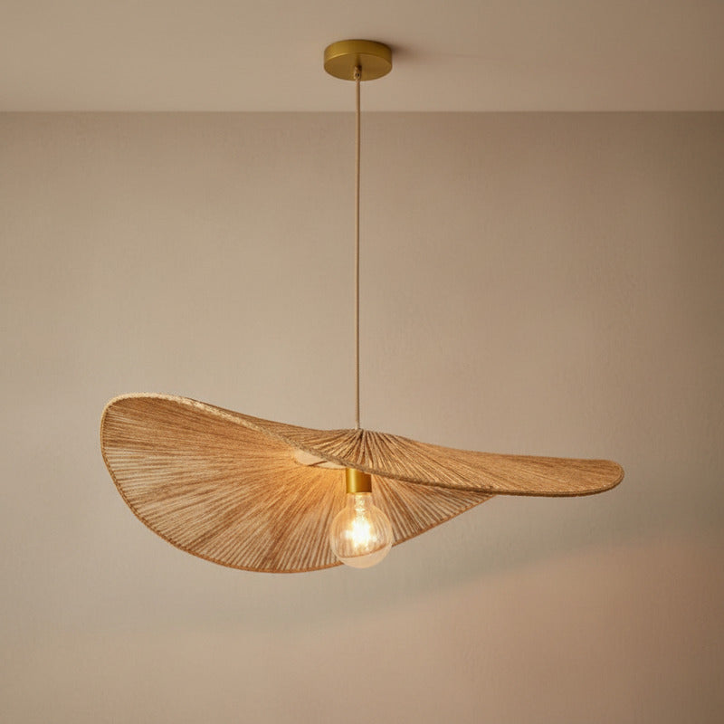 Lámpara Colgante Mimbre Bambú Boho Decor Tulum Elegante Caqui