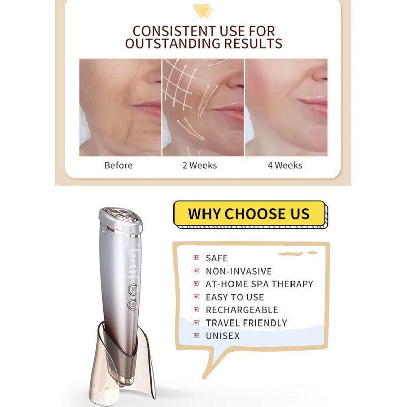 Rejuvenecimiento Facial Antiarrugas Lifting Rf Ems Led 4 En1