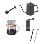 Set Cafe Cafetera Goteo+jarra Acero+molinillo+cuchara Termom Negro