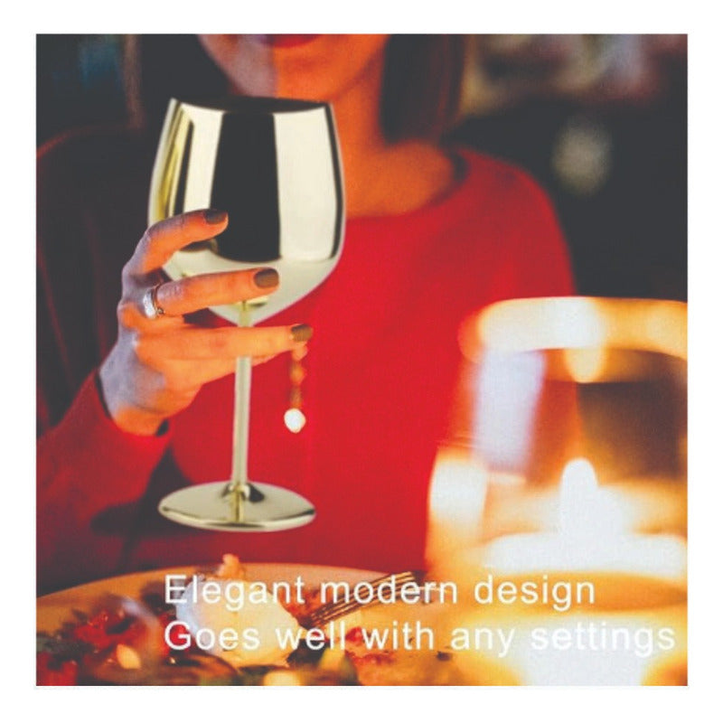 Set De Copas Vino  Elegante  Acero Inoxidable 4 Pz