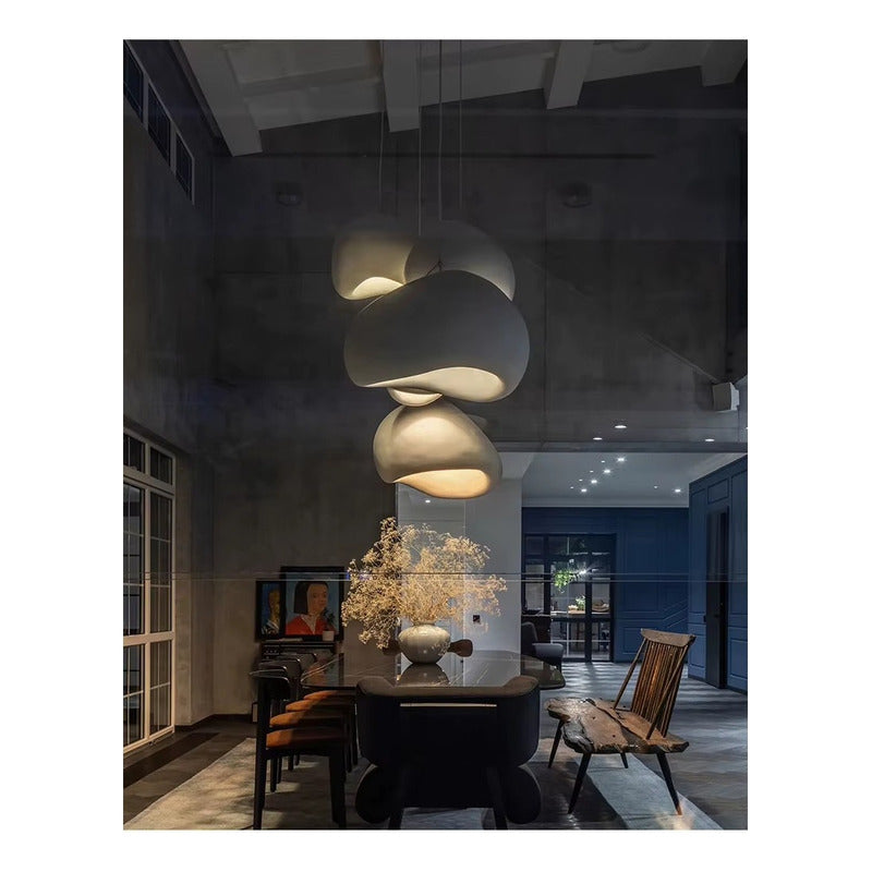 Lampara Nordica Diseño Wabi Sabi Decoración Pantalla 50cm Estructura Blanco