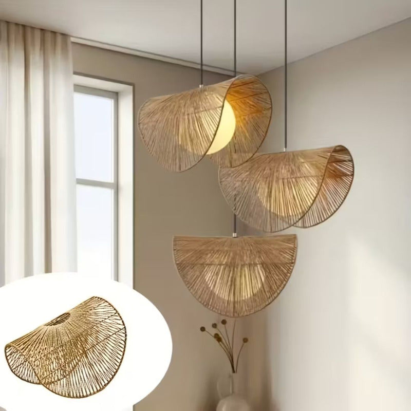 Lampara Colgante Araña Yute Artesanal  Boho Decoración Caqui