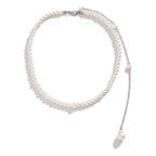 Collar Joyeria  Cadena Espalda Boda Fiesta Elegante Perlas Blanco