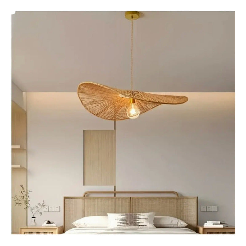Lámpara Colgante Mimbre Bambú Boho Decor Tulum Elegante Caqui