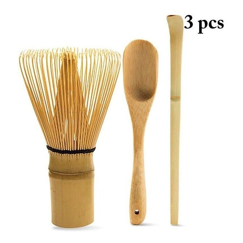 Set Preparación Te Matcha  Ceremonial Te Verde Batidor Chasaku Bambu 3pz