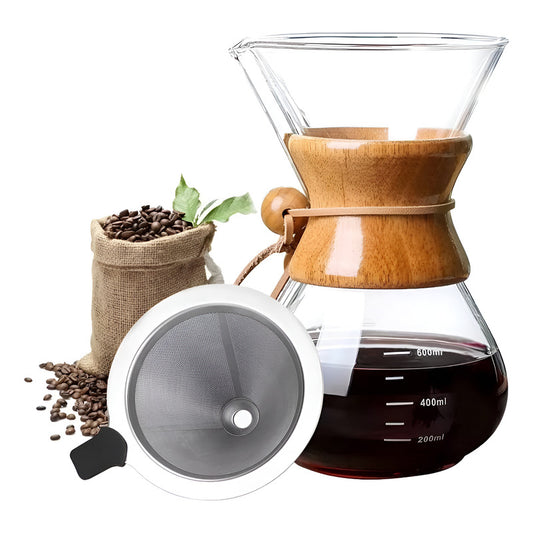 Cafetera Vidrio Pour Over Metodo De Goteo Artesanal 300ml Transparente