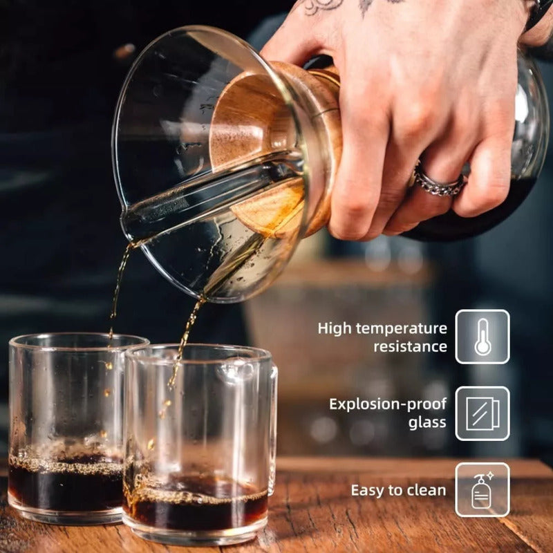 Cafetera Vidrio Pour Over Metodo De Goteo Artesanal 300ml Transparente