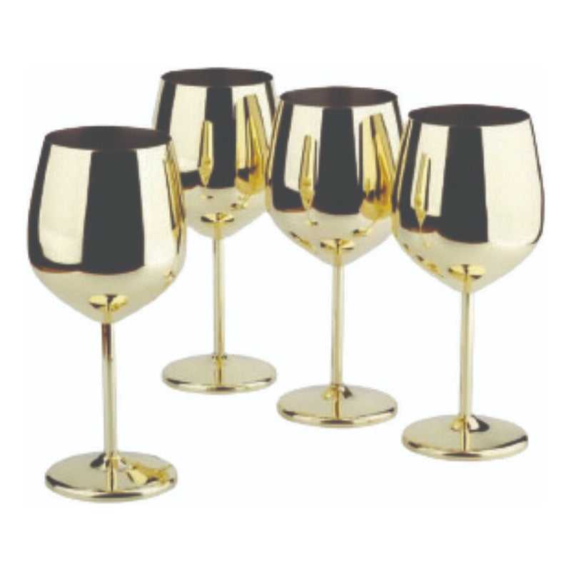 Set De Copas Vino  Elegante  Acero Inoxidable 4 Pz