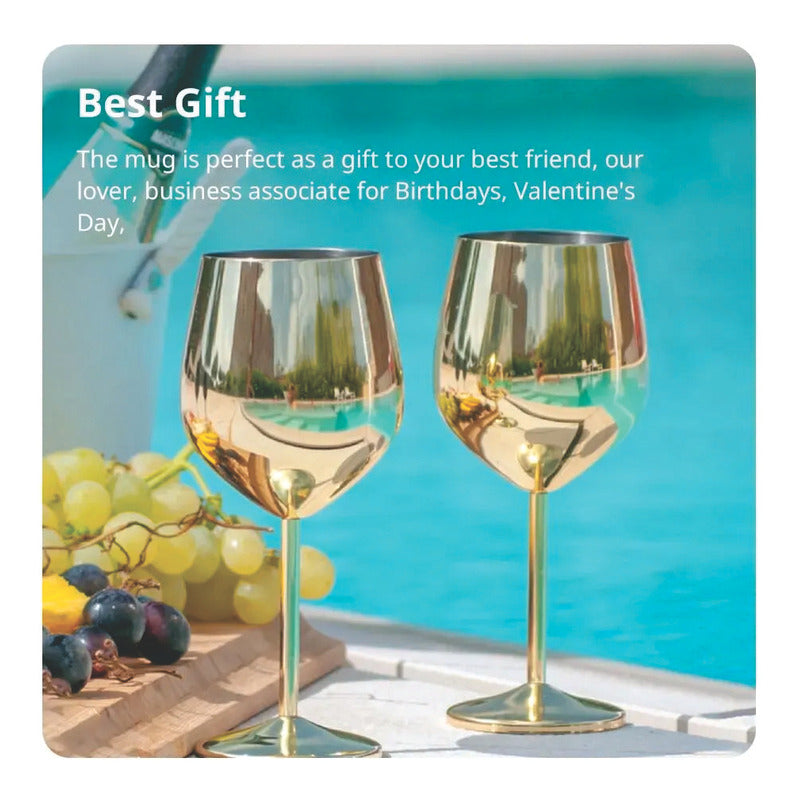 Copas De Vino Metalicas Acero Inoxidable 2pz