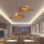 Lampara Colgante Bambu Ratan Elegante Boho 42 Cm Caqui