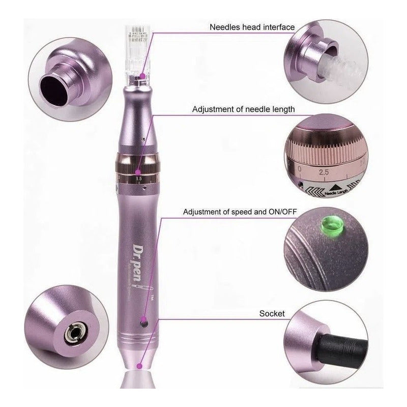 Dermapen M7 Metálico Alámbrico Recargable Mas 2 Cartuchos