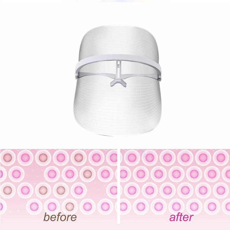 Máscara Led Facial Rejuvenecimiento 3 Colores Terapia Luz